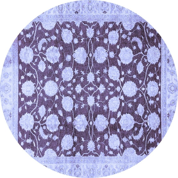 Ahgly Company Indoor Round Abstract Blue Modern Area Rugs, 8' Round
