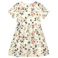 thumbnail image 2 of FORMRS Girls Short Sleeve Dress Summer Casual Round Neck A-line Beach Sundress, Sizes 2T-8T, Beige Leaves Plaid, 2 of 8