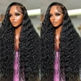 thumbnail image 3 of 28 Inch 13x6 Deep Wave Lace Front Wigs Human Hair 180 Density Deep Part Curly Lace Front Wigs Human Hair Pre Plucked Glueless Transparent Lace Frontal Wig Pre Plucked with Baby Hair, 3 of 6
