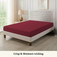 thumbnail image 2 of Fitted Sheet + Pillowcase Set 800 Thread Count 100% Egyptian Cotton 3-Piece ( 1-Fitted + 2-Pillowcase ) Twin-XL Size (39" x 80") Inch 18-Inch Deep Pocket, All-Around Elastic Burgundy Stripe, 2 of 6