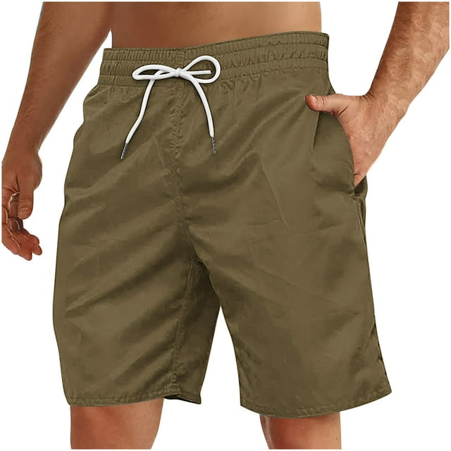 Yuyuzo Mens Shorts High Waisted Drawstring Quick Dry Summer Beach Swim Knee Length Shorts with Pockets