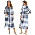 thumbnail image 3 of Women Zipper Robe 3/4 Sleeve House Dress Full Length Sleepwear Duster Housecoat With Pockets S-2Xl, 3 of 6
