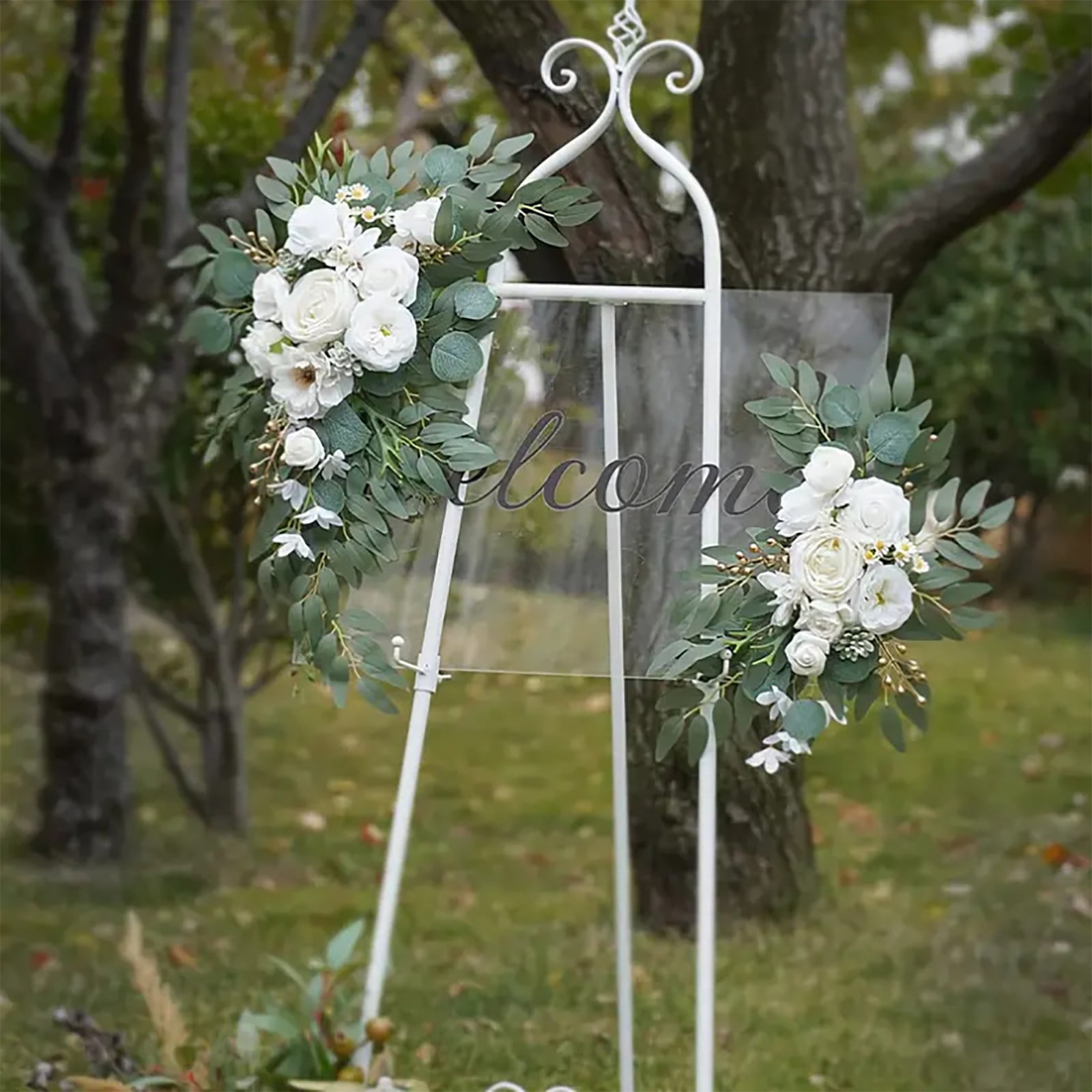 Clearance Under 5$ Household Imitation, FNGZ Artificial Flowers for Dining Table and Stairs Decoration Wedding Arch Faux Flowers Set of 2 Greenery Garland for Wedding Decor and Reception Decoration