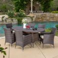 thumbnail image 5 of GDF Studio Gobi Outdoor Wicker 7 Piece Dining Set with 6 Chair Cushion, Multibrown, Beige, and Brown, 5 of 5