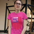 thumbnail image 3 of Tee Hunt I Stand for This Flag T-Shirt Patriotic Veteran's Day American Flag Women's T-Shirt Tee, Pink, X-Large, 3 of 5