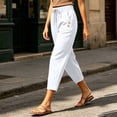 thumbnail image 5 of Ltctricy Women's Capri Pants with Pockets Tapered Casual Drawstring Lounge Pants Buttons Travel Beach Pants(White,X-Large), 5 of 7