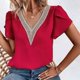 thumbnail image 3 of Gibobby Camisas mexicanas con cuello en V para mujer Camiseta manga corta ajustada informal con diseño personalidad, camiseta manga corta para mujer(Rojo,XL), 3 of 4