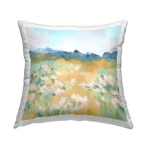Stupell Industries Floral Meadow Landscape Square Decorative Printed Throw Pillow, 18 x 18