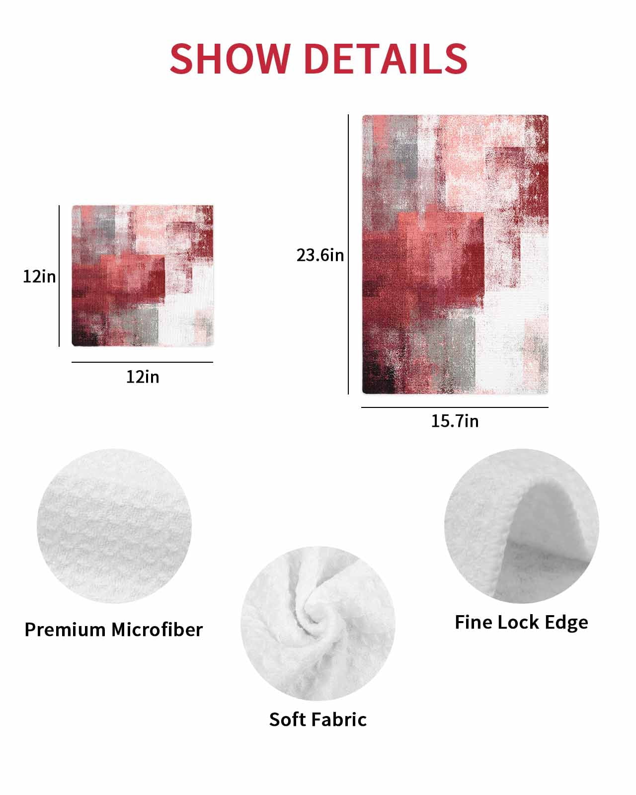 Red Ombre Kitchen Dish Towels for Drying Dishes Set of 2, Retro Farmhouse Abstract Mottled Texture Art Waffle Weave Microfiber Terry Hand Tea Bathroom Towels Quick Dry & Absorbent Towel 15.7x23.6