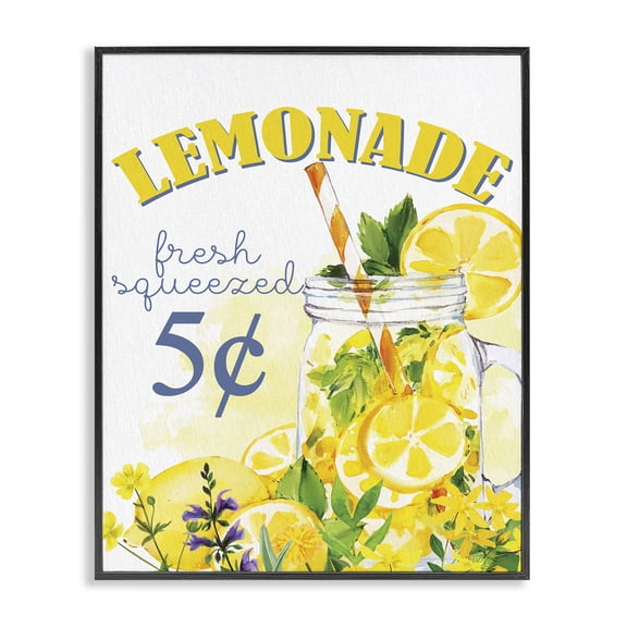 Stupell Industries Rustic Lodge Fresh Squeezed Lemonade Fruit Jar Summer Vivid Illustration Black Framed Giclee Art, 11 x 14, by Kim Allen