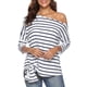 thumbnail image 2 of 1 Pieza Camiseta de Hombro Oblicua de Material Poliéster para Obtener Apariencia Casual Elegante S Macarena Blusas con hombros descubiertos, 2 of 8