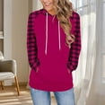 thumbnail image 2 of Jsaierl Hoodies for Women Cute Plaid Hooded Sweatshirt Classic Pullover Comfort Long Sleeve Tops Winter Fashion S-2XL, 2 of 7