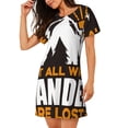 thumbnail image 2 of Easygdp Not All Who Wander Are Lost4 Camisón de manga corta para mujer, informal, estampado, 2 of 6