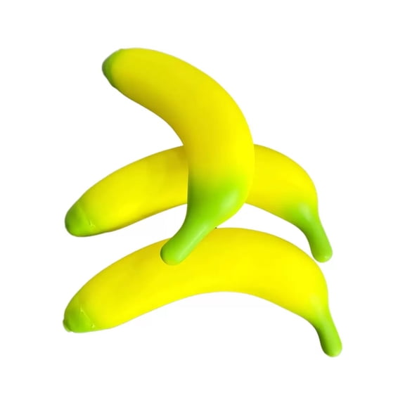 3 Pack 7-Inch Giant Banana Soft Rubber Stress Relief Sensory Toys, Squeeze Toys, Party Favors