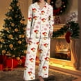 thumbnail image 2 of Christmas Pajamas 100% Cotton Womens Pajamas Set 2 Piece Soft Button-Down Xmas PJs Set Sleepwear Loungewear S-XXL, 2 of 6