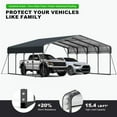 thumbnail image 6 of Zolyndo 20x20FT Heavy Duty Metal Carport with Galvanized Steel Roof, Outdoor Shelter for Cars, Trucks, Boats, Dark Gray, 6 of 9