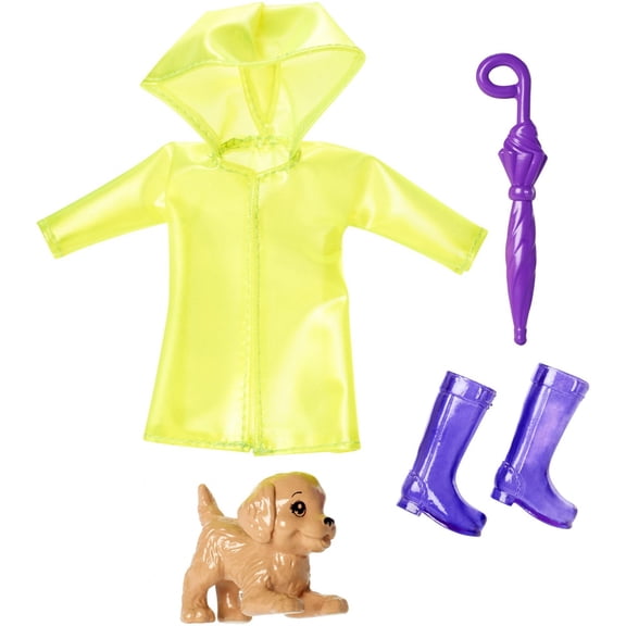 Barbie Club Chelsea Rain Jacket & Accessories Set with Playful Puppy