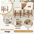 thumbnail image 5 of ClinQ Modern Counter Height Bar Stool Set of 4, Upholstered Seat with Back and Walnut Curved Footrest for Kitchen Island, Beige, 5 of 9