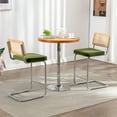thumbnail image 6 of Zesthouse 25.6" Rattan Counter Height Bar Stools Set of 2, Mid Century Modern Velvet Counter Stools with Cane Back and Chrome Metal Base, Olive Green, 6 of 13