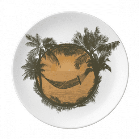 

Coconut Tree Cloud Hammock Beach Plate Decorative Porcelain Salver Tableware Dinner Dish