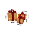 thumbnail image 3 of PONPRNGY 3Pcs Festive Christmas Lighted Gift Boxes, Collapsible Indoor Holiday Decorations with Pre-Lit Warm LED Lights, Sturdy Frame & Glittering Fabric, for Fireplace & Christmas Tree, 3 of 6