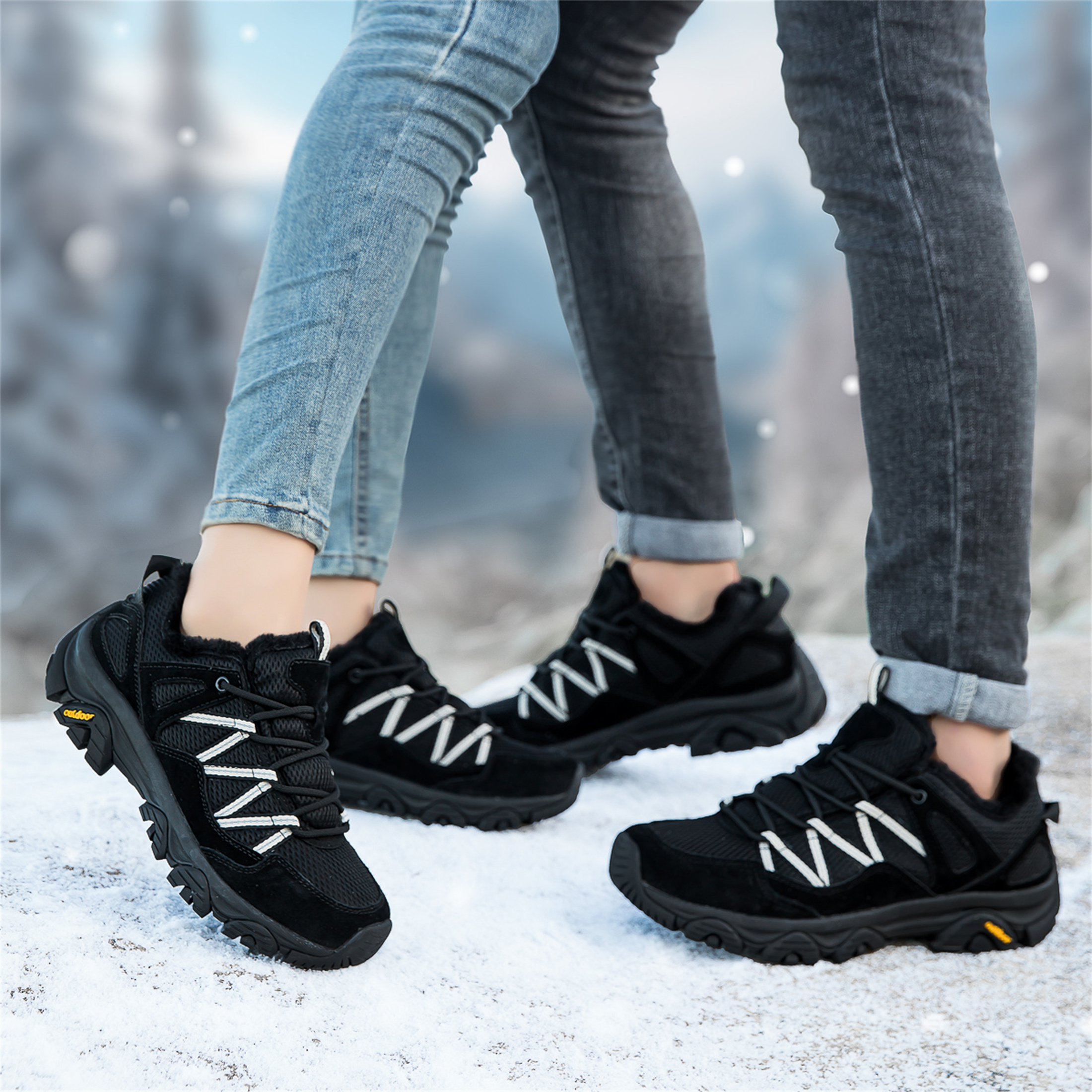 YOURDIARY Women Mens Winter Hiking Shoes Plush Snow Boots Comfortable Anti-Slip