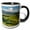 Black/White, variant on 3drose, Italy, Tuscany. Spring Day Light Spreads across Farmland Near Pienza., 11oz Mug