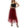 thumbnail image 3 of Lnzyyephy Women's Mid-Length Skirts, Heart Printed High Waist Mesh Vintage Style Skirts, Casual Simple Bottoms, 3 of 5