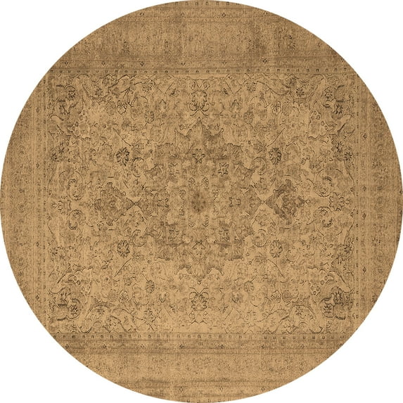 Ahgly Company Indoor Round Oriental Brown Industrial Area Rugs, 5' Round