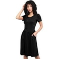 thumbnail image 2 of Made by Johnny Women's Comfy Casual Short Sleeve Flowy Dresses Loose Plain Dress with Pockets XXXL BLACK, 2 of 6