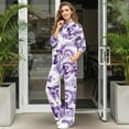 thumbnail image 3 of Uorisanigo Women's 2 Piece Outfits Fall Drawstring Pullover Sweatsuits Butterfly Tie Dye Oversized Hoodies Wide Leg Sweatpants Tracksuits Matching Sets Mock Neck Jogging Suit Lounge Wear, 3 of 8