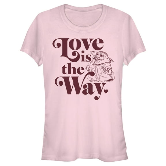 Junior's Star Wars: The Mandalorian Valentine's Day The Child Love is the Way  Graphic Tee Light Pink 2X Large