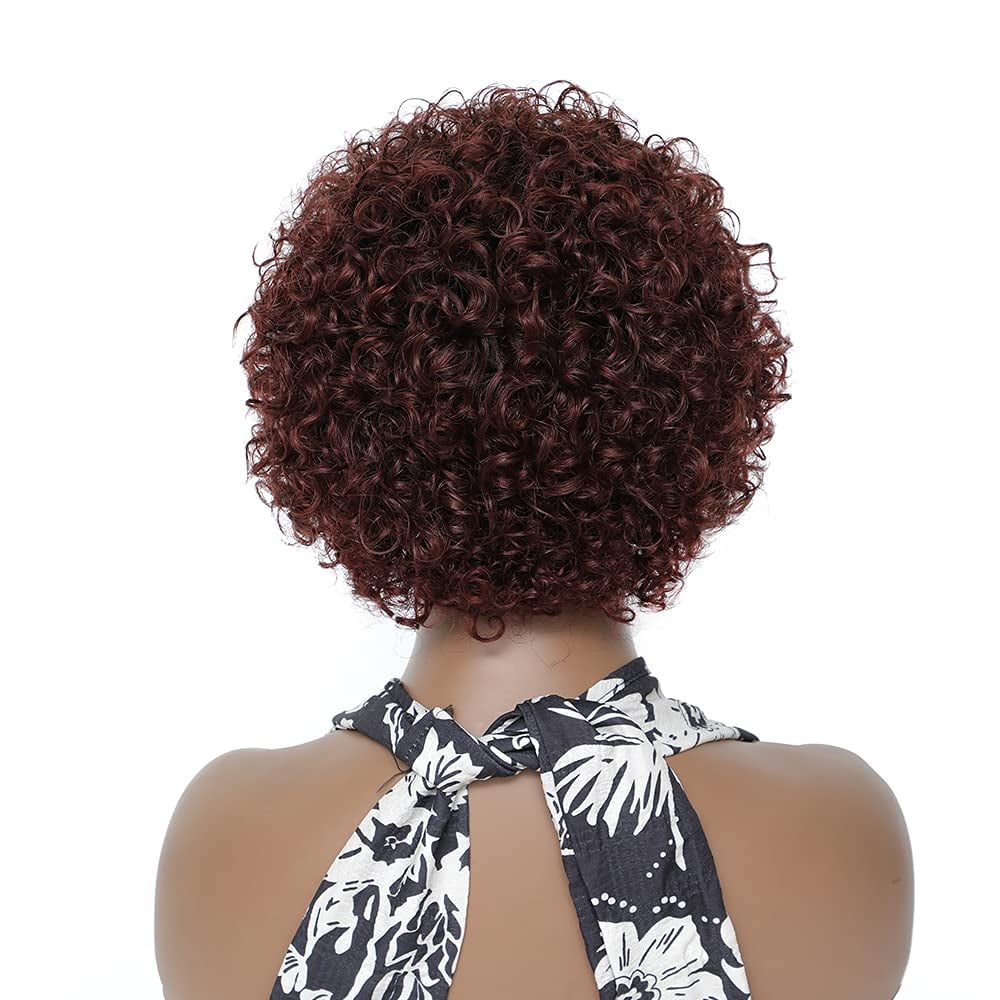 Urbeauty Short Curly Wigs for Black Women Pixie Cut Lace Front Human Hair Wigs Brazilian Virgin Hair Wigs 1B/99J Lace Front Wig Human Hair Glueless Pre Plucked