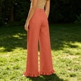 thumbnail image 5 of RongHuan Womens Wide Leg Pants Loose Fit Drawstring Elastic High Waisted Ruffle Hem Palazzo Pants with Pockets, 5 of 8
