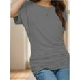 thumbnail image 2 of Women's Casual Short Sleeve Dolman Top Boat Neck T Shirts, 2 of 4