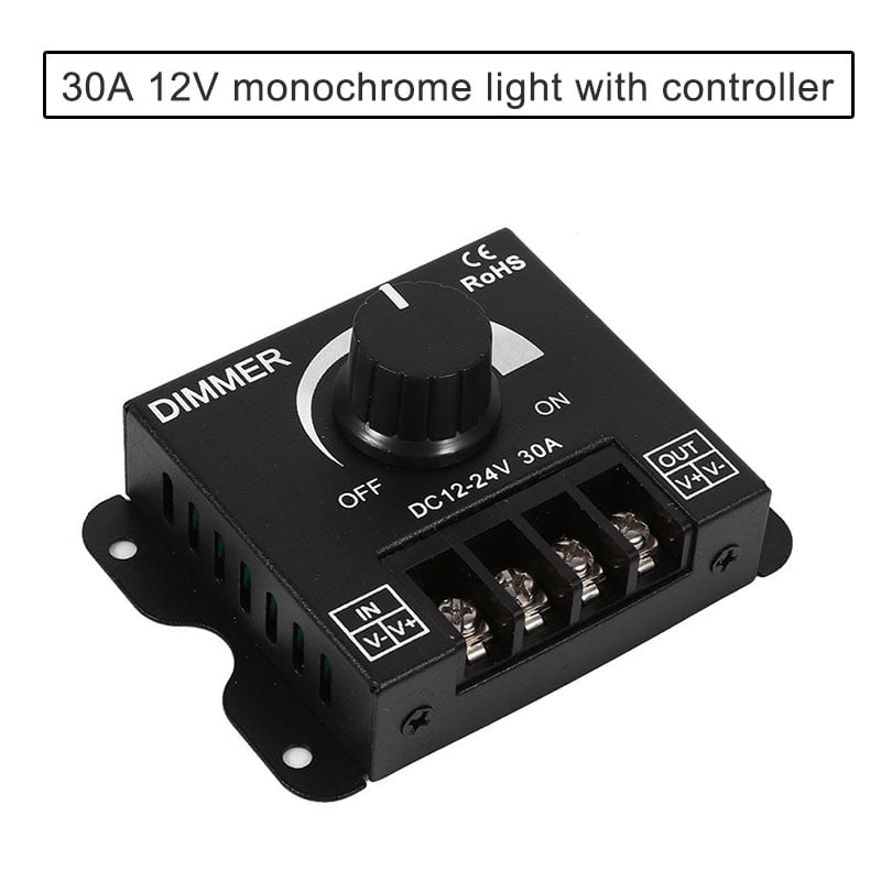 12V DC 0-100% PWM Manual Knob Dimmer Switch for LED Strip Light Black 