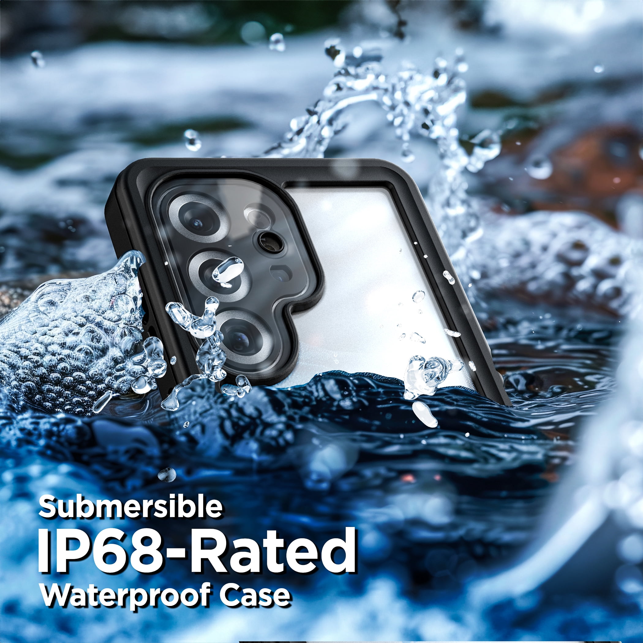 Encased Waterproof Case Designed for Samsung Galaxy S25 Ultra (IP68) Full Body Protective Phone Case with Screen Protector Built-in (Clear/Black)