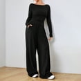 thumbnail image 5 of Yokua Two-piece women's long-sleeved travel suit, comfortable home wear, loose pants, casual sports suit, 5 of 7