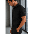 thumbnail image 4 of HISDERN Men's Short Sleeve Dress Shirt Stretch Classic Fit Black Button Down Shirt with Pocket, 4 of 11