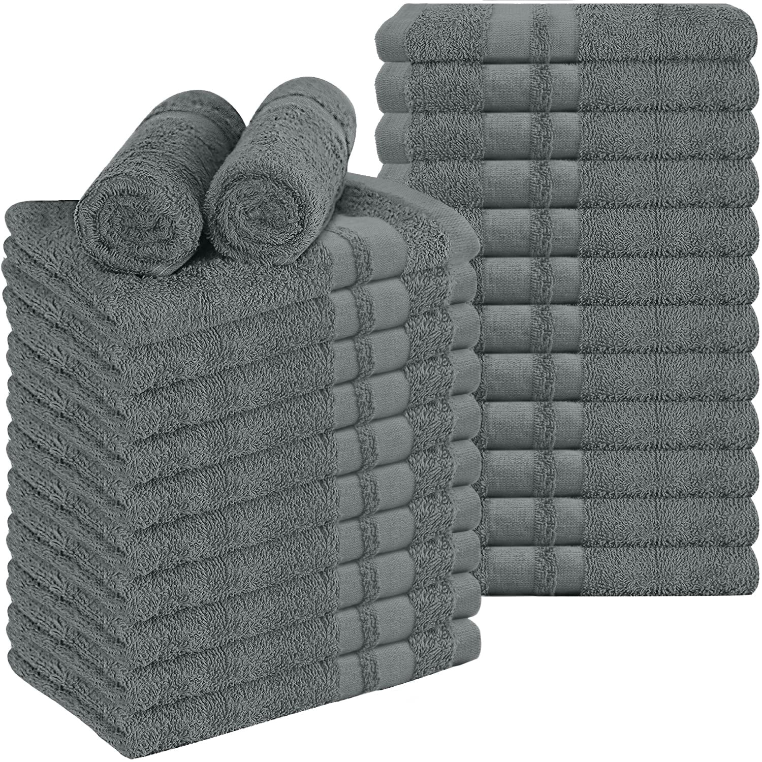 Dan River Soft Absorbent Cotton Salon Towels, Pack of 24, White, 16x26 Inches