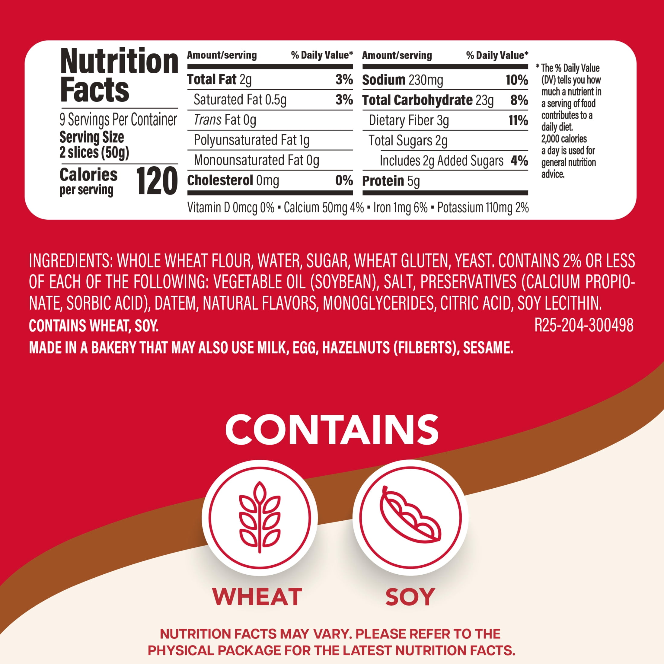 Sara Lee Whole Wheat Bread, 16 oz, Wheat Bread, Bag
