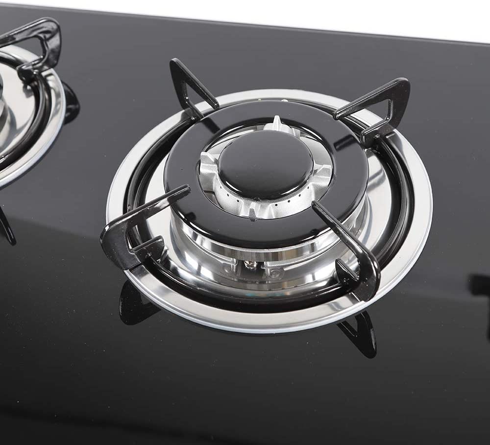 Miumaeov Gas Cooktop 30" Tempered Glass Gas Hob LPG/NG Cooktops Cooker Cooktop High Power Burners Kitchen Cooktop Black
