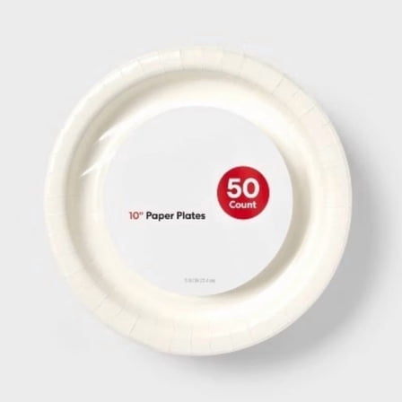 White Disposable Paper Plates 10" - 50ct