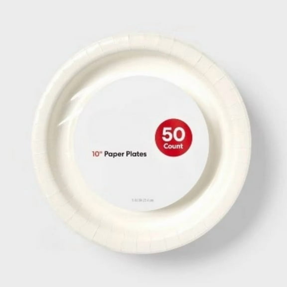 White Disposable Paper Plates 10" - 50ct
