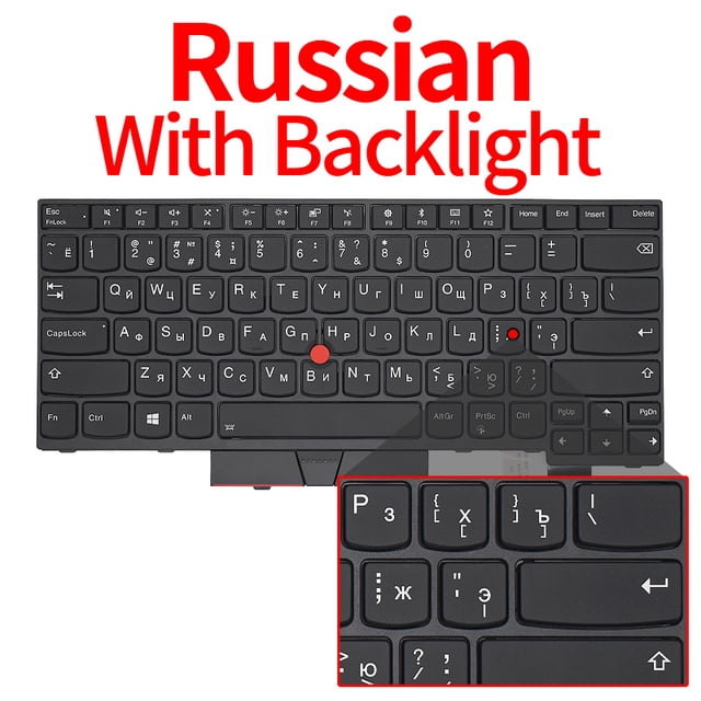 Clavier Rétroéclairé Russe Espagnol Anglais pour Lenovo Thinkpad T470 T480 A475 A485 01AX569 01AX487 01AX528 01HX419 US RU Rétroéclairé Original