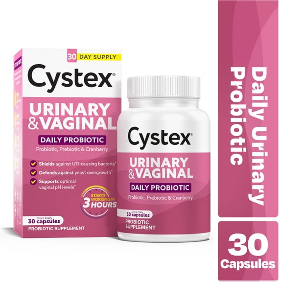 Cystex 3-in-1 Urinary Tract Health Probiotic for Women, 30 Capsules