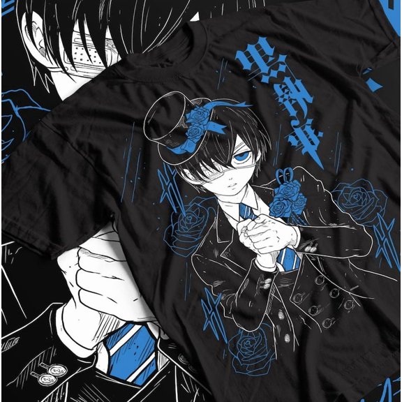 Black Butler T-shirt Sebastian Ciel Toboso Yana Kawai Anime Tee Shirt All Size