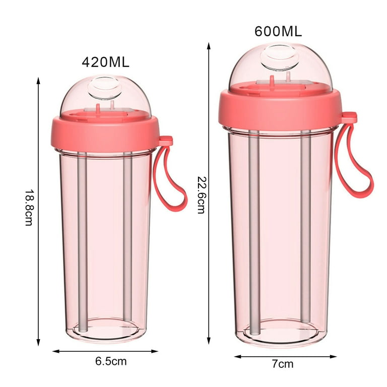 YYDSJFM Creative Water Cup,One Cup of Two Different Drinks Two Straws  Couple Outdoor 600ml Drinking Cup for Camping Hiking Backpacking Travel  Office