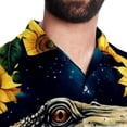 thumbnail image 5 of Crocodile Starry Sky Sunflower Men's Poplin Shirt, Casual Short Sleeve Printed Button Down Summer Beach Unisex Shirts, 5 of 6