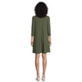 thumbnail image 3 of Time and Tru Women's Rib Knit Dress with 3/4-Length Sleeves, Sizes XS-XXXL, 3 of 5
